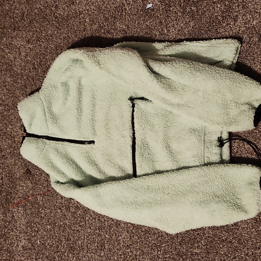 No boundaries lime green fluffy zip jacket